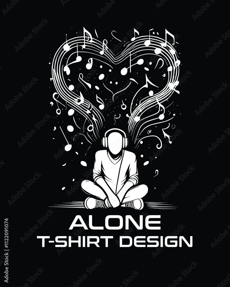 Naklejka premium Alone Vector T Shirt Design