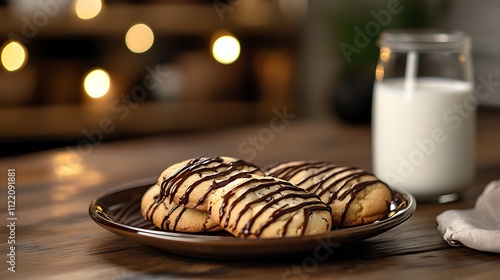 Delicious Chocolate Drizzled Cookies On A Plate