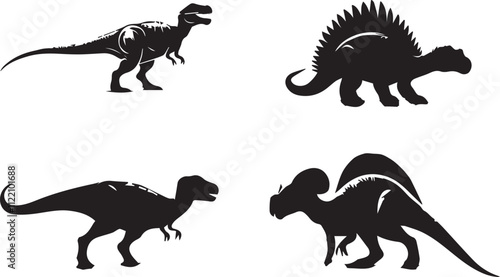 Dinosaur silhouette vector EPS SET
