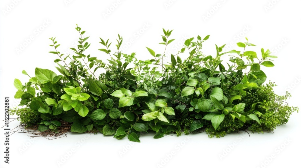 Obraz premium Plant arrangement featuring green twigs isolated on a white backdrop