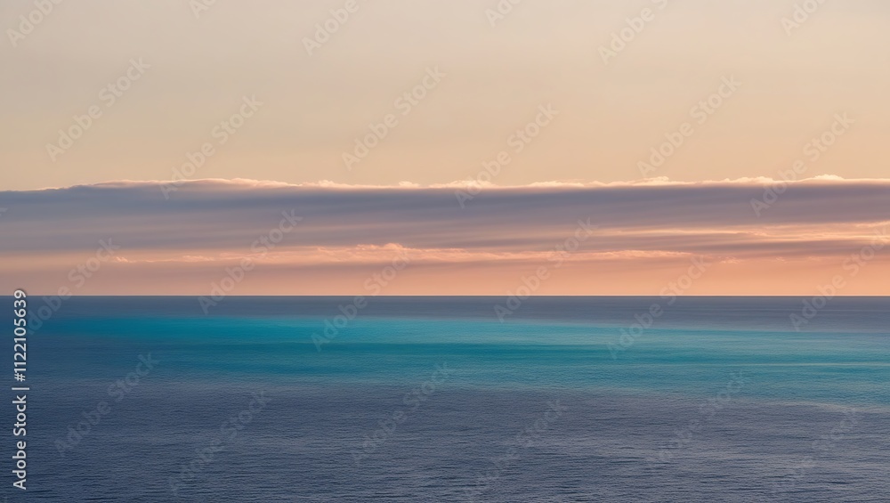 Obraz premium Serene Ocean Sunset Soft Cloudscape Horizon