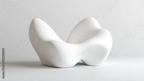 Abstract white sculpture on minimal backdrop. photo