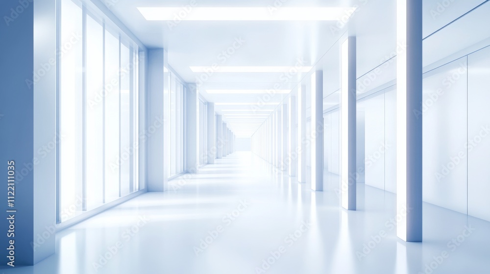 Fototapeta premium Bright, modern hallway with sleek design elements.