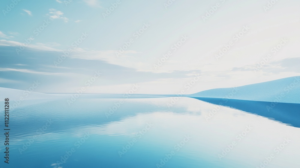 Fototapeta premium Calm blue waters reflecting a serene sky.