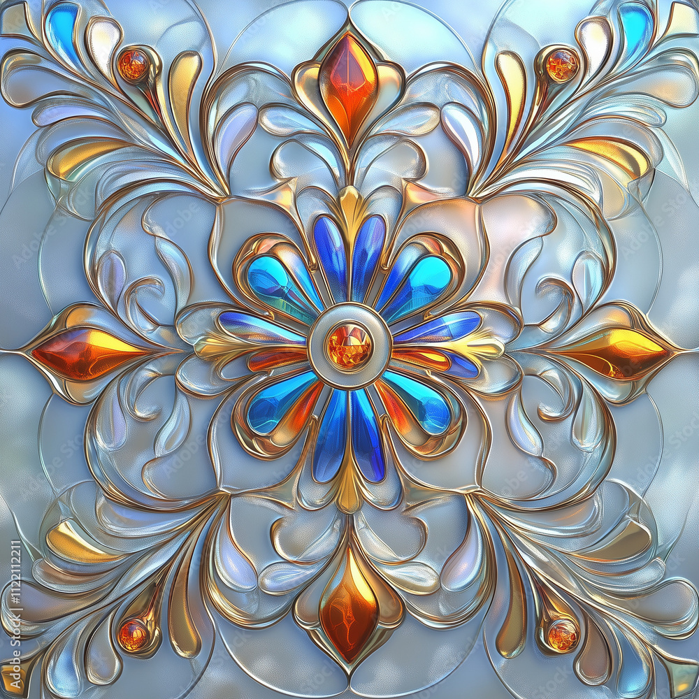 Background, stained glass in the Romanesque style Background, stained glass in the Romanesque style