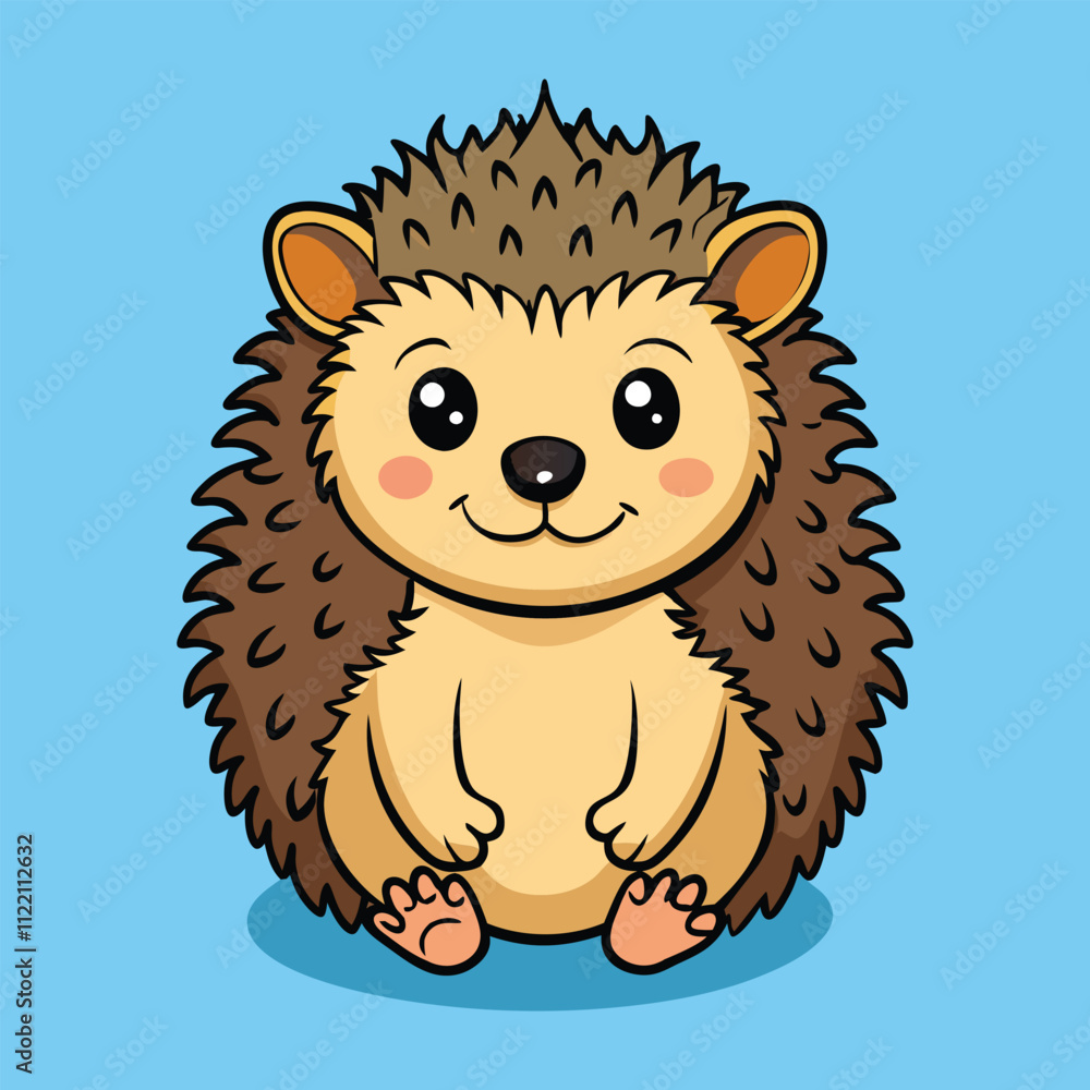 Fototapeta premium Cute Hedgehog Sitting Animal Music Icon Concept Isolated Cartoon Vector Illustration