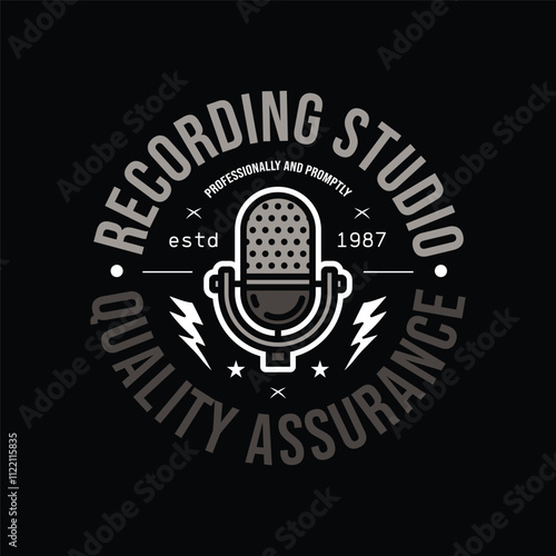 Original vector emblem of a recording studio. T-shirt design.