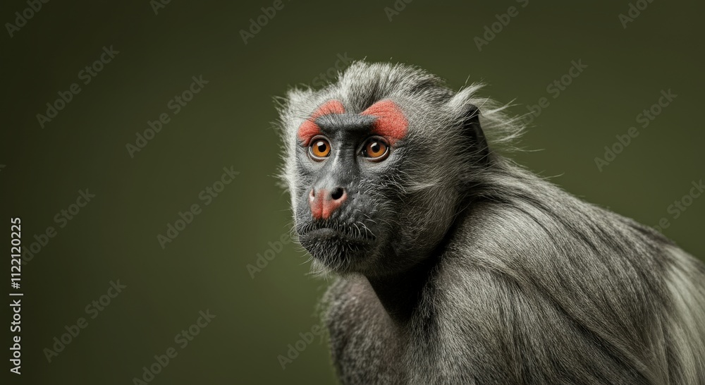 Obraz premium Captivating portrait of red eyebrowed monkey in natural habitat