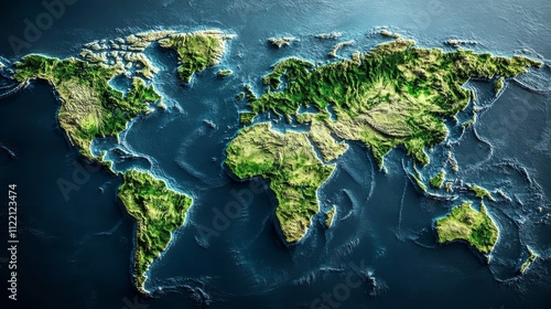 Detailed topographic view of Earth from space.