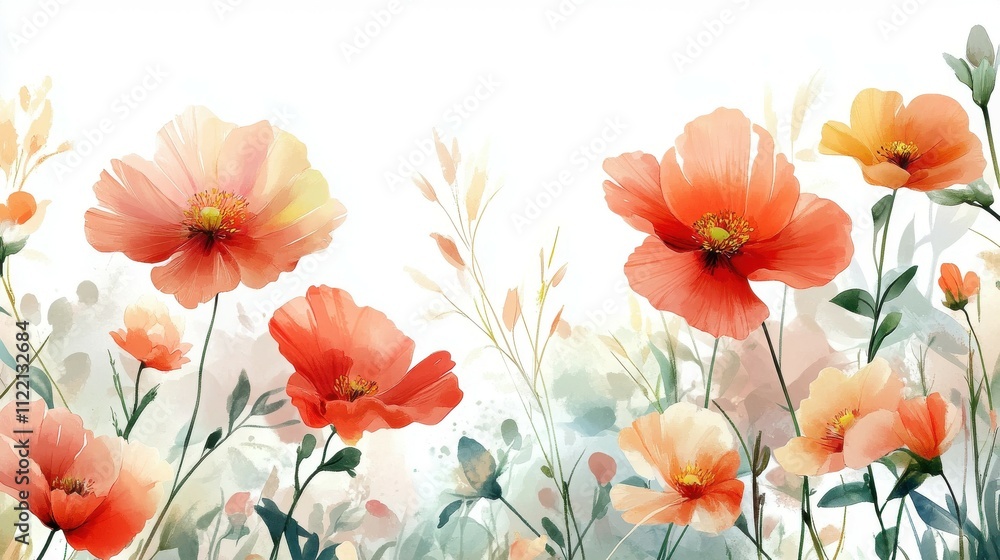 Fototapeta premium summer beautiful flowers on white background
