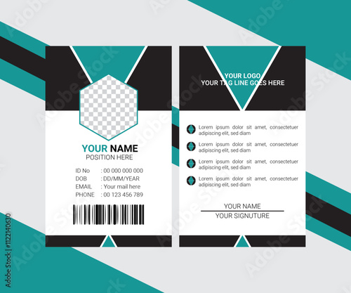 Abstract Geometric Blue Id Card Design, Professional Identity Card Template Vector for Employee and Others.
