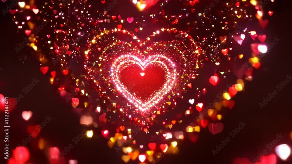 Sparkling hearts dance in a romantic display of love and warmth during a festive celebration. Generative AI Sparkling hearts dance in a romantic display of love and warmth during a festive celebration. Generative AI