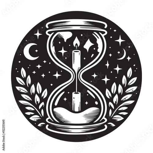 Earth hour world in site concept candlelit hourglass represents the spirit of earth hour worldvector