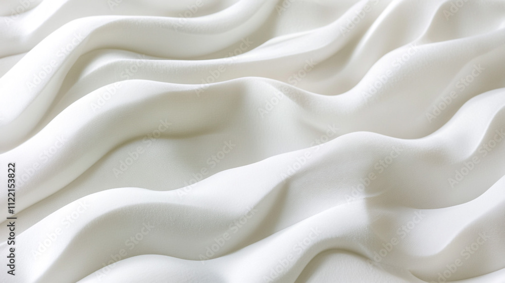 Fototapeta premium Elegant White Fabric Drape Soft Waves Smooth Texture Background Textile Cream Silk