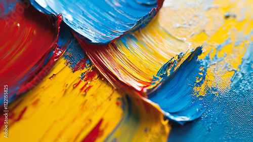 Vibrant Oil Paint Texture  Red  Yellow  Blue Abstract Art Background