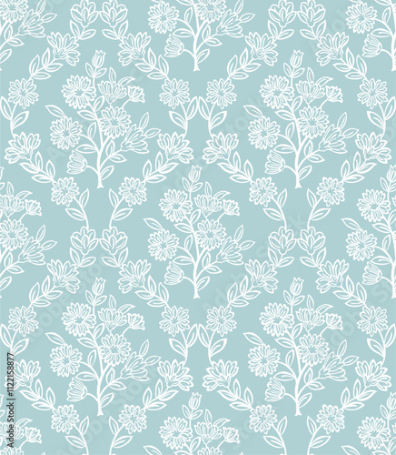 Boho floral repeat pattern vector file, floral damask print, seamless flower, floral ogee pattern, Floral block print