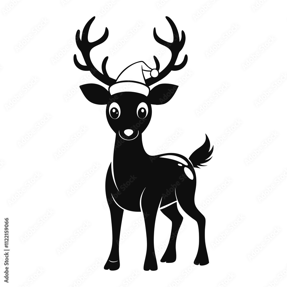 Fototapeta premium A Elegant Christmas Reindeer Silhouette with Decorative Christmas Patterns