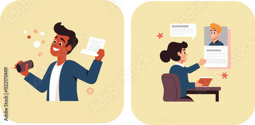 Profile page with circular avert vector illustration design

