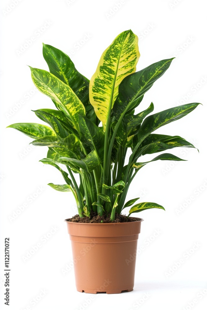 Fototapeta premium A Stylish Potted Plant with Beautiful Green Leaves, Ideal for Any Home or Office Space