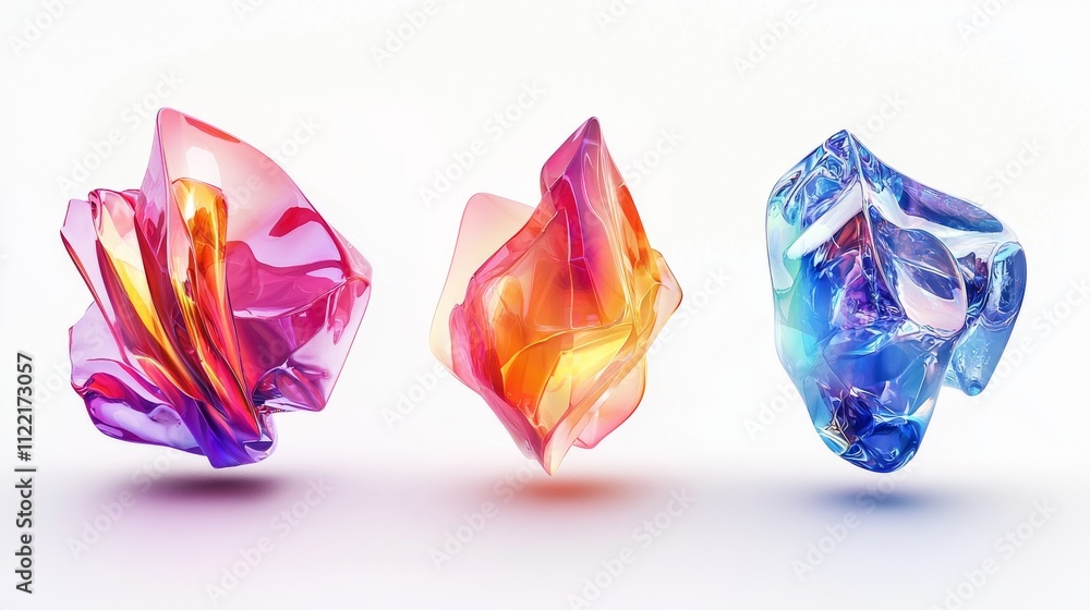 Fototapeta premium Vibrant and Colorful Abstract Gemstones Showcasing Stunning, Beautiful Translucent Layers and Depth