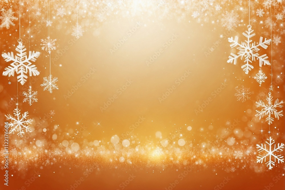Golden and Light Orange Christmas Background with Snowflakes for Greetings Golden and Light Orange Christmas Background with Snowflakes for Greetings