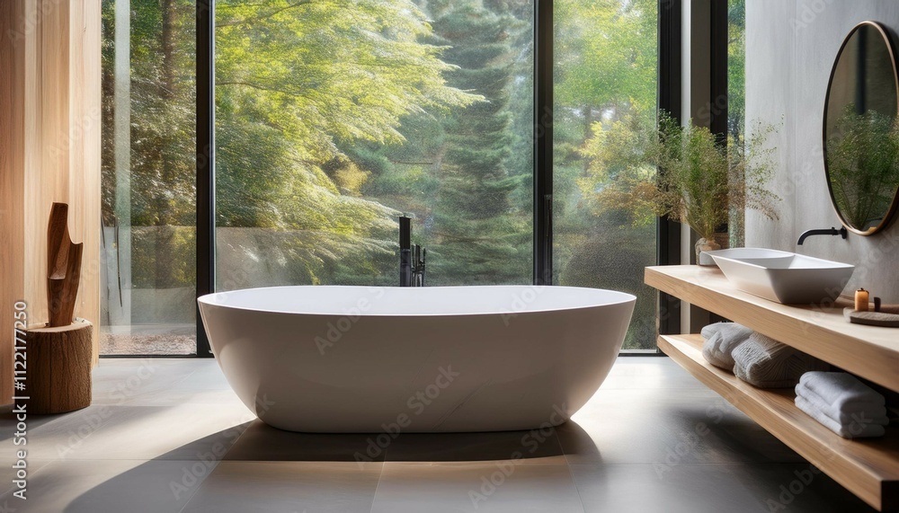 Fototapeta premium freestanding bath in modern bathroom