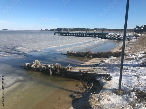 frozen water of the Nanticoke River photo