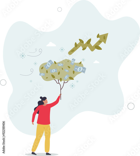Economic growth in adverse conditions with profit success.flat characters.