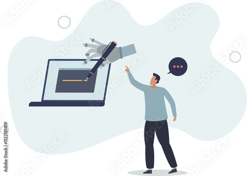 AI writing and artificial intelligence text typing tool.flat characters.