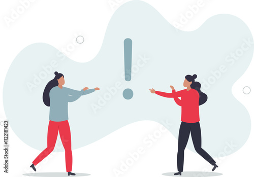 Swearing conflicting aggressive and shouting people. Quarrel, divorce, confrontation, dissatisfaction vector characters.flat characters.