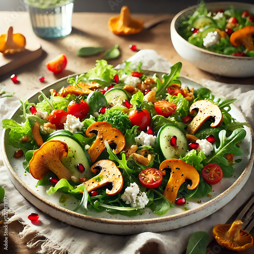 Gourmet Salad with Chanterelle Mushrooms and Feta