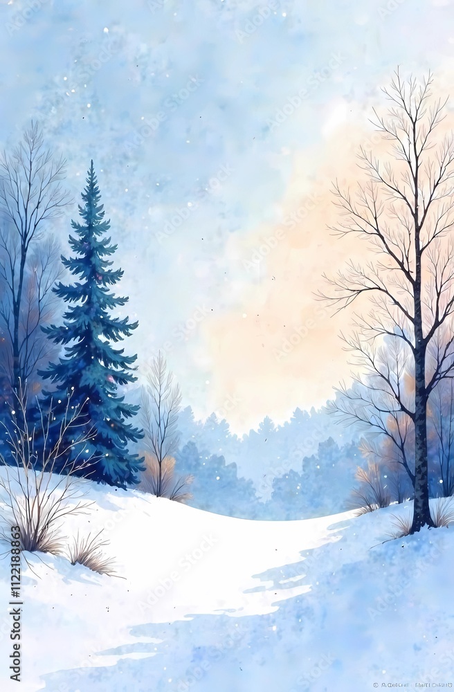 Fototapeta premium Panoramic winter background with space for copying