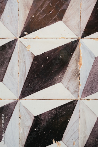 Geometrical black gray and white tiles