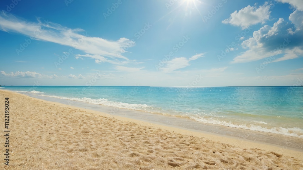 Fototapeta premium White sand beach with turquoise water as background