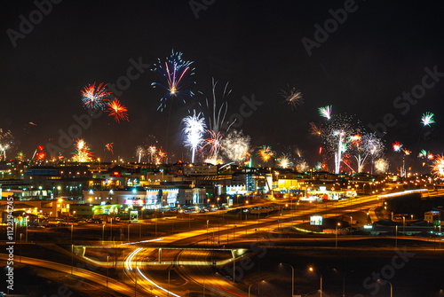 Fireworks at new years evening in Reykjavik, the capital city of Iceland