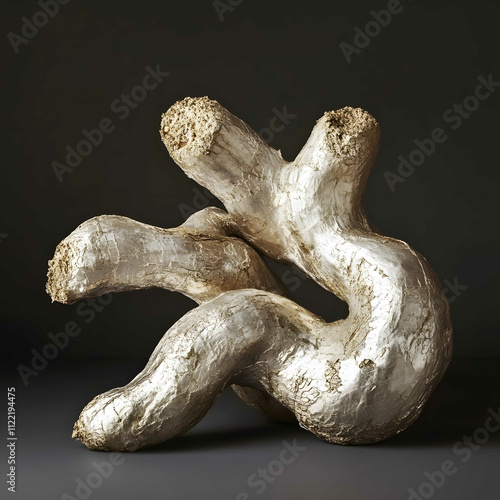 a thick gingerlike silvery root with a gnarled twisted look that is glowing slightly photo