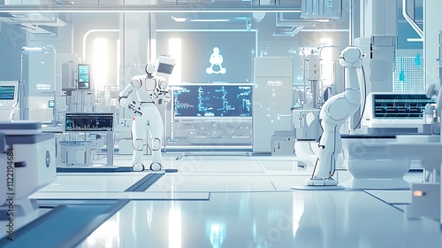 Futuristic Medical Facility: Robots in Advanced Healthcare