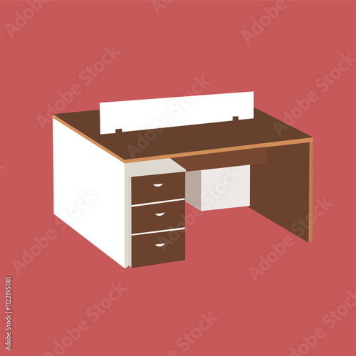 Modern Office Desk Vector Illustration