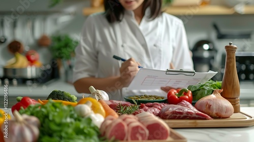 Chef Preparing a Delicious Meal: Fresh Ingredients and Recipe