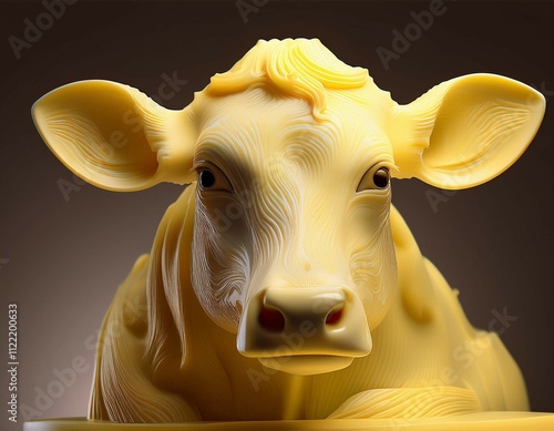 Sculpture of a cow made of butter
