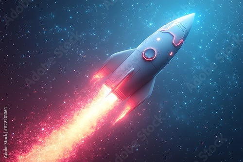 Wallpaper Mural Futuristic rocket soaring through the cosmos, leaving a vibrant trail of light and stardust Torontodigital.ca