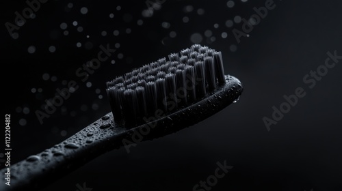 Cinematic macro of electric toothbrush with water droplets for dental care design