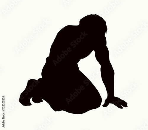 Vector drawing. Man bow praying