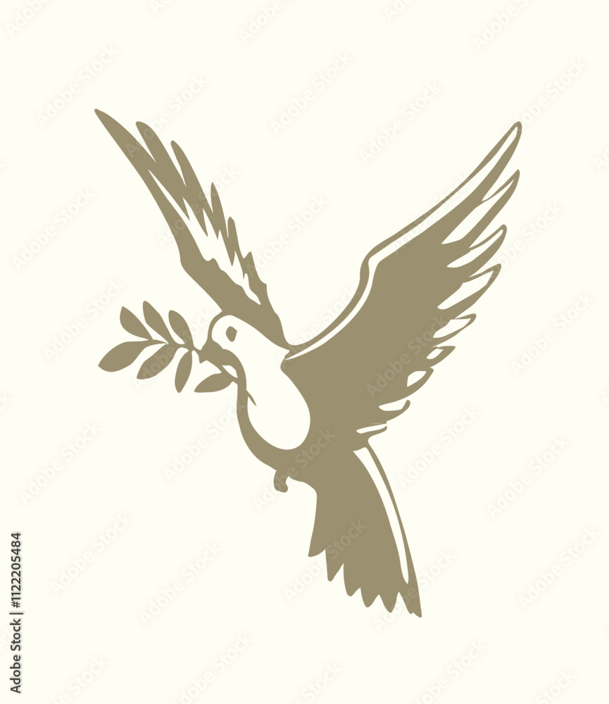 Obraz premium Vector drawing. Cute flying dove