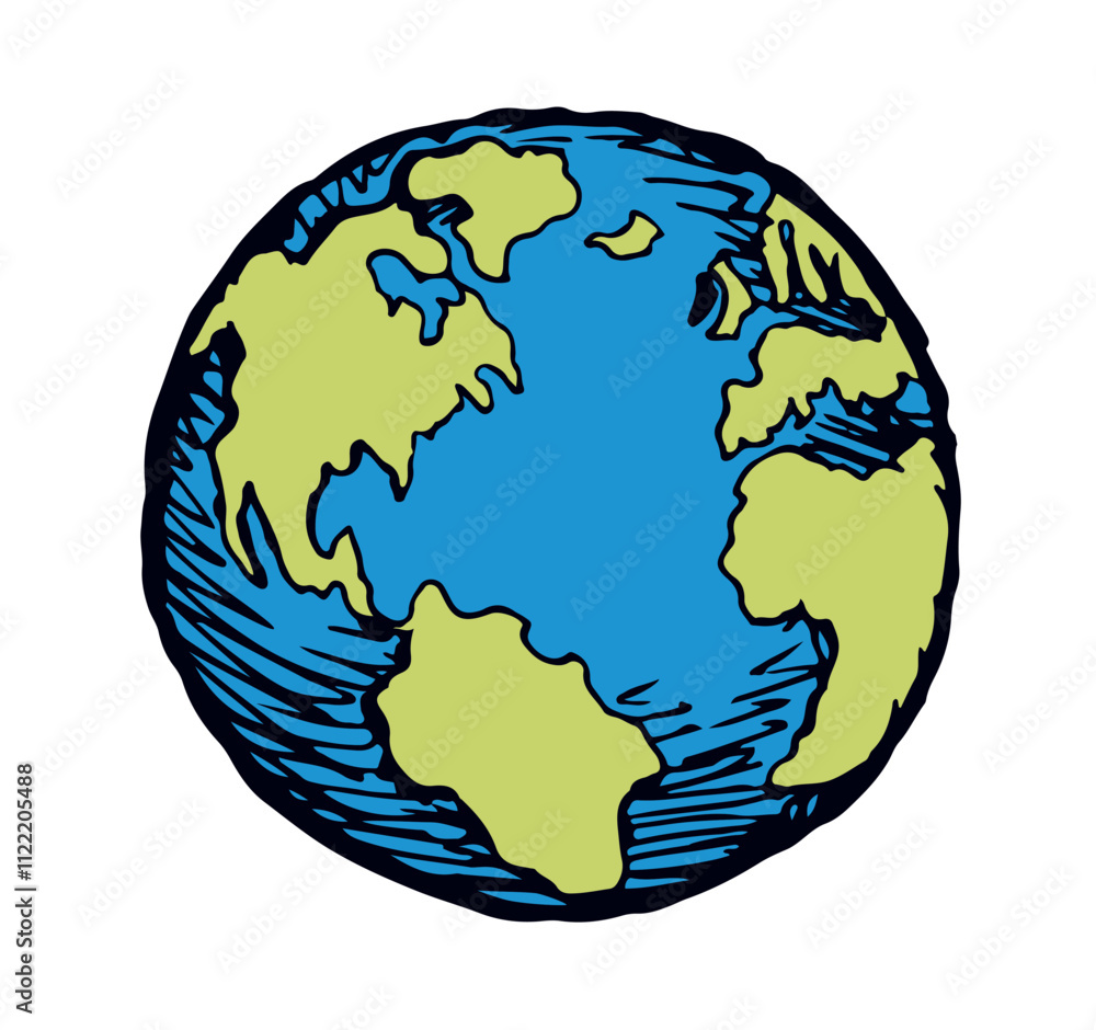 Obraz premium Vector drawing. Earth planet icon