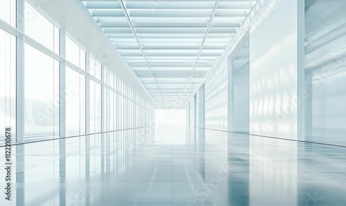 Wallpaper Mural Bright hallway, glass ceiling, reflective floor, modern architecture. Torontodigital.ca