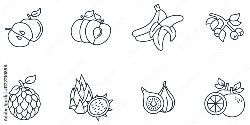 Fruits icons set . Fruits pack symbol vector elements for infographic web Fruits icons set . Fruits pack symbol vector elements for infographic web