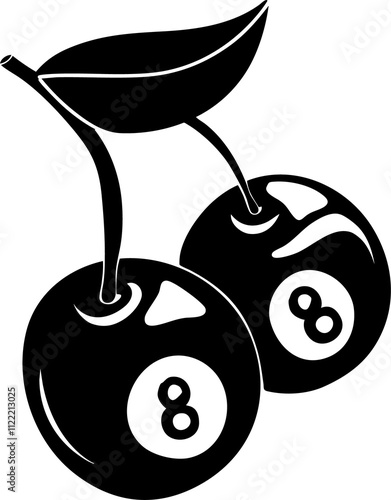 Cherries 8 Ball Illustration