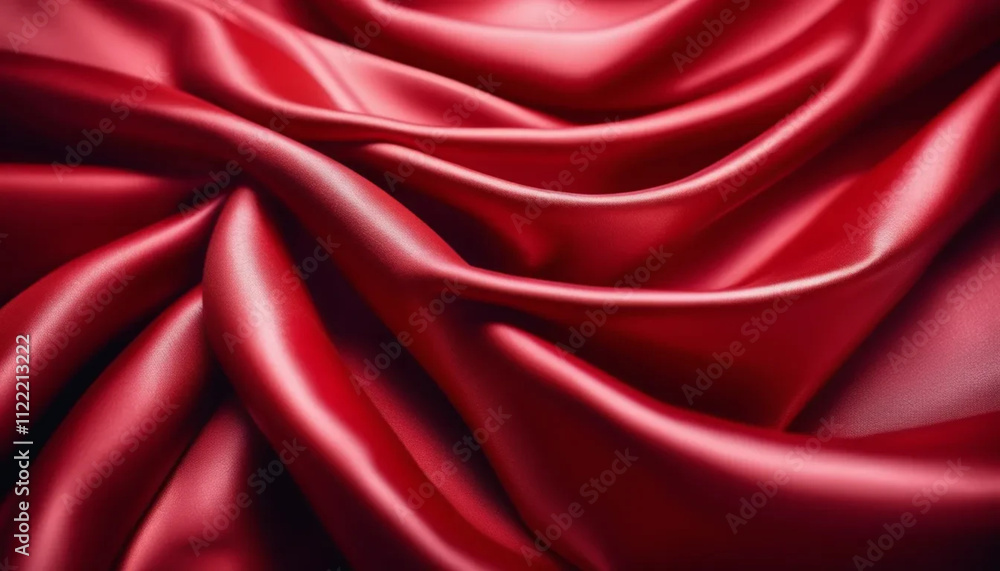 Fototapeta premium Red shiny draped material as a background. 