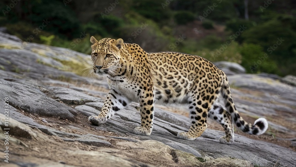 Fototapeta premium Stunning high-resolution images of the rare and endangered Amur leopard in its natural habitat. Perfect for wildlife, conservation, and nature-themed projects.